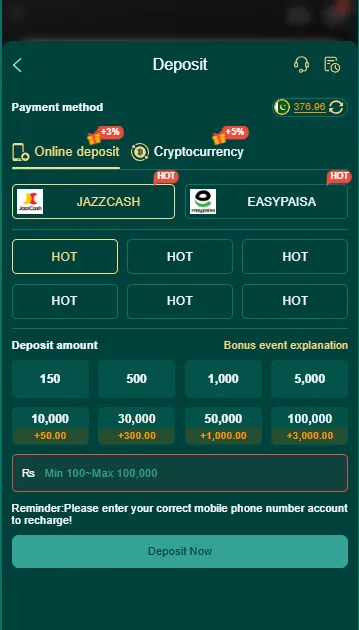 deposit with easypaisa and jazzcash