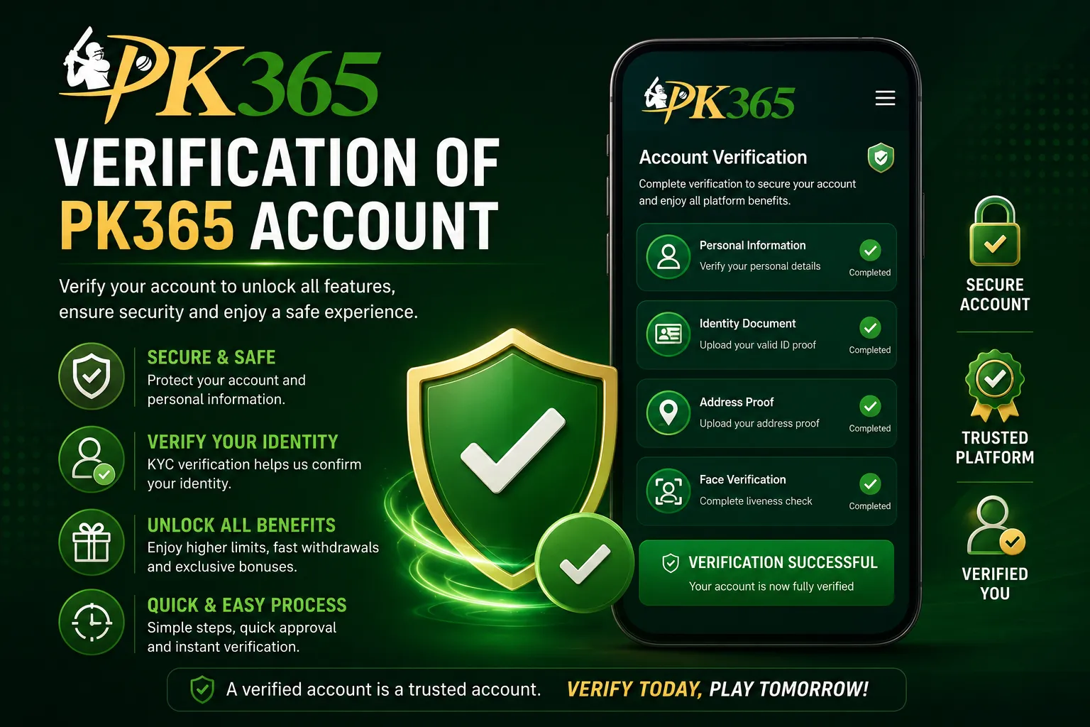 How to verify your account on pk365 app